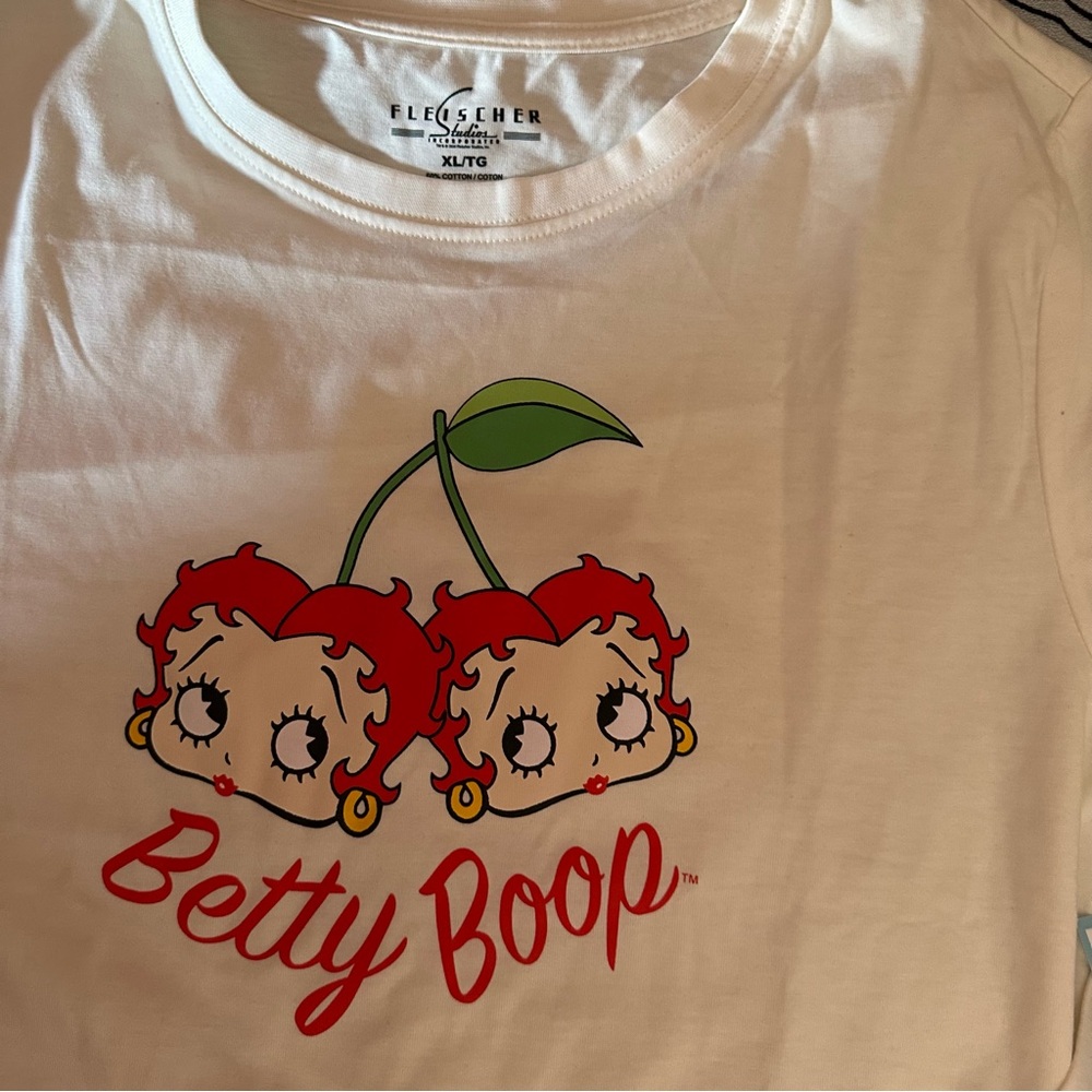 Betty Boop Y2K white long sleeve graphic top size XL - Picture 2 of 8